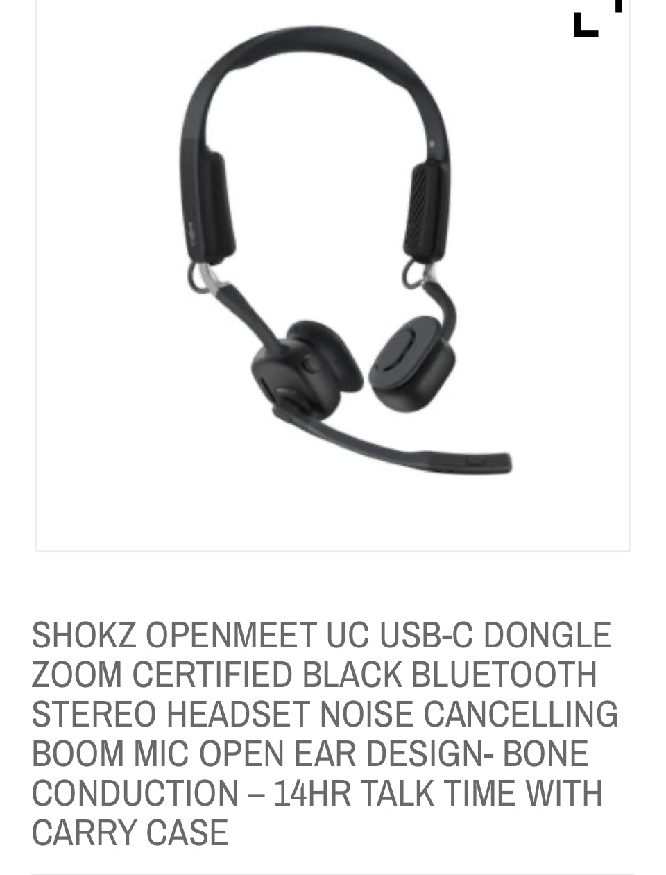 SHOKZ OPENMEET UC USB-C DONGLE ZOOM CERTIFIED BLACK BLUETOOTH STEREO HEADSET NOISE CANCELLING BOOM MIC OPEN EAR DESIGN- BONE CONDUCTION – 14HR TALK TIME WITH CARRY CASE-Free Shipping, Tax included