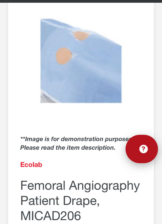 Ecolab Femoral Angiography Patient Drape, MICAD206; Case of 20; Free Shipping in Canada