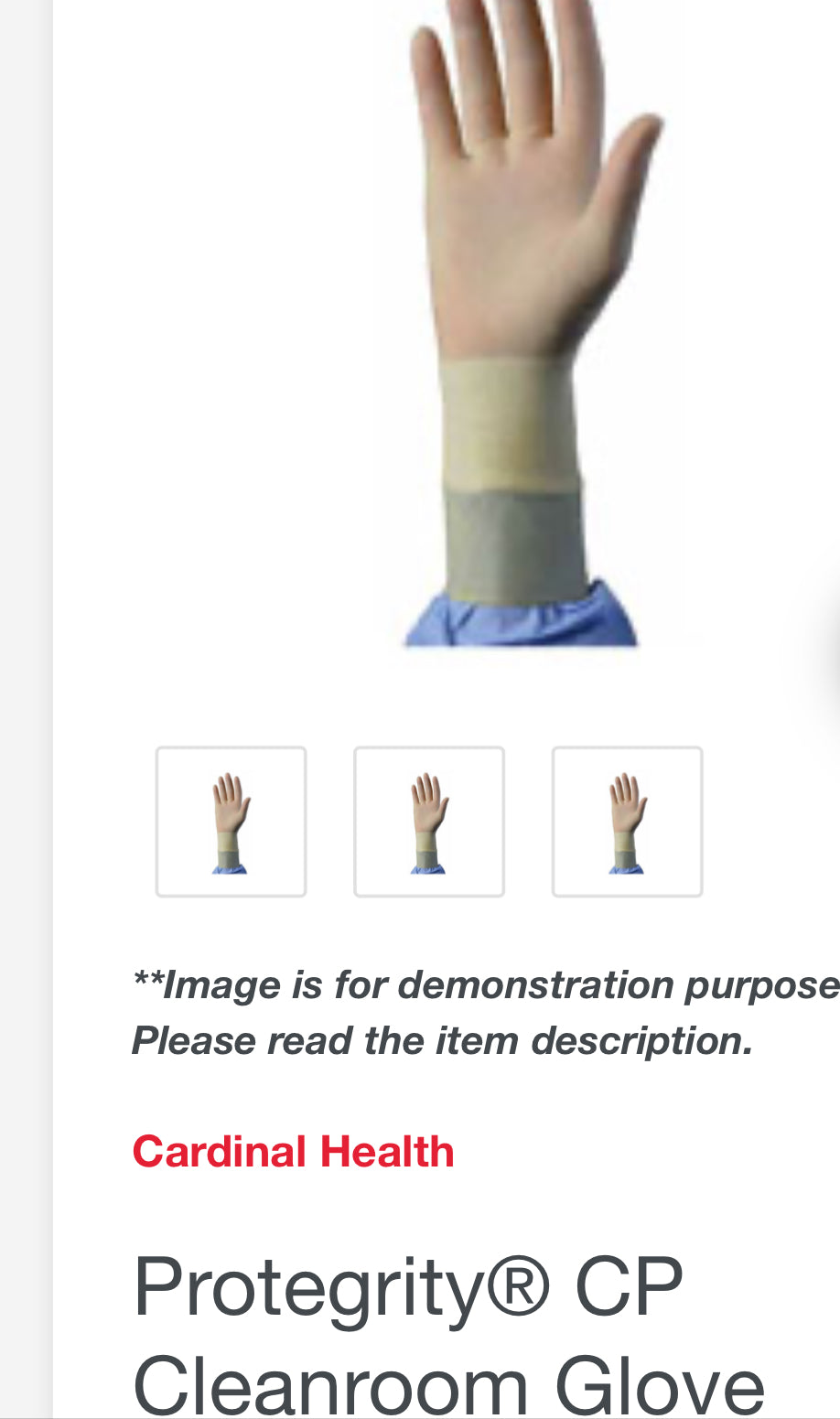 Cardinal Health Protegrity® CP Cleanroom Glove 2Y72N2 Size 6.5 Free Shipping in Canada
