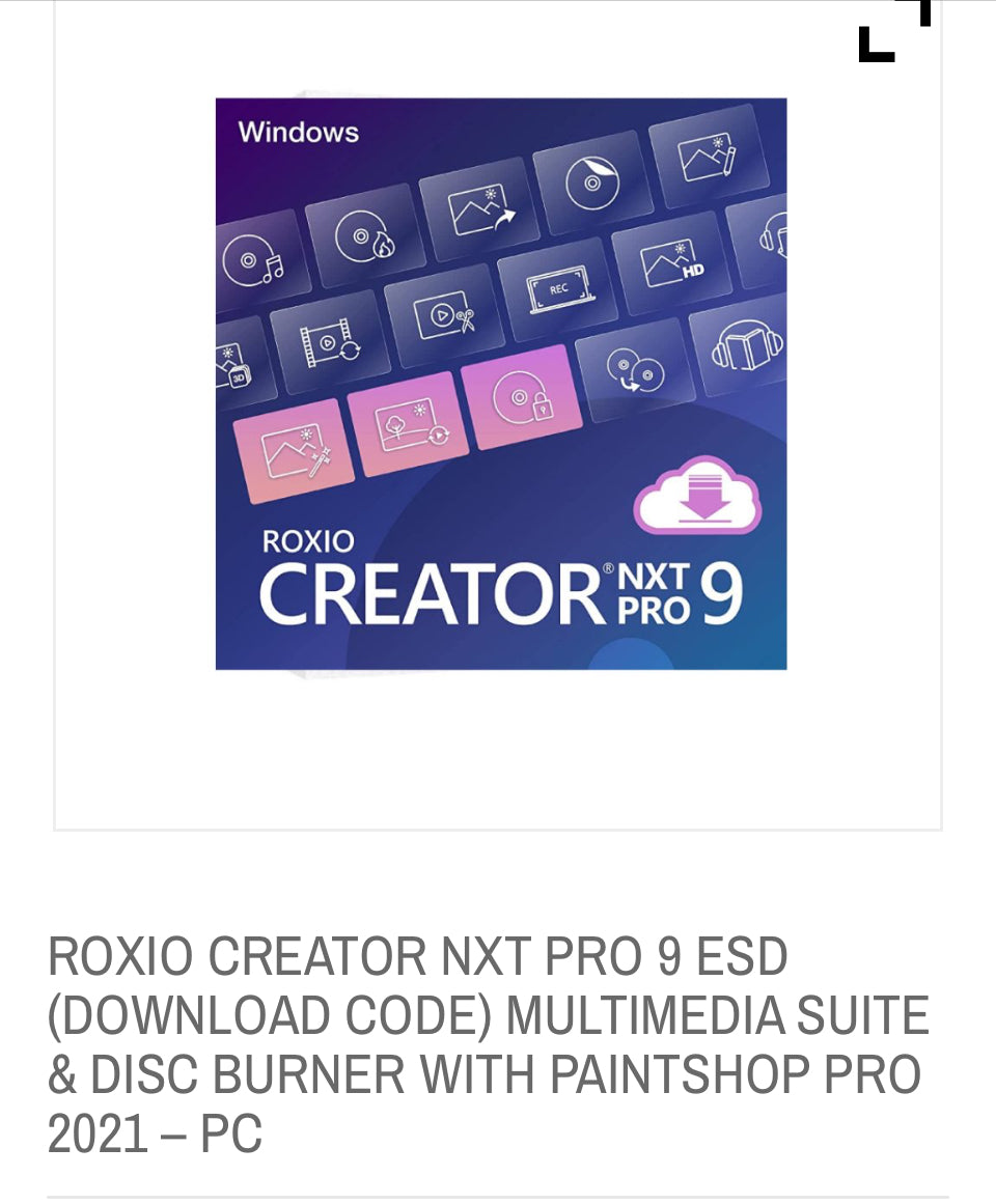 ROXIO CREATOR NXT PRO 9 ESD (DOWNLOAD CODE) MULTIMEDIA SUITE & DISC BURNER WITH PAINTSHOP PRO 2021 – PC