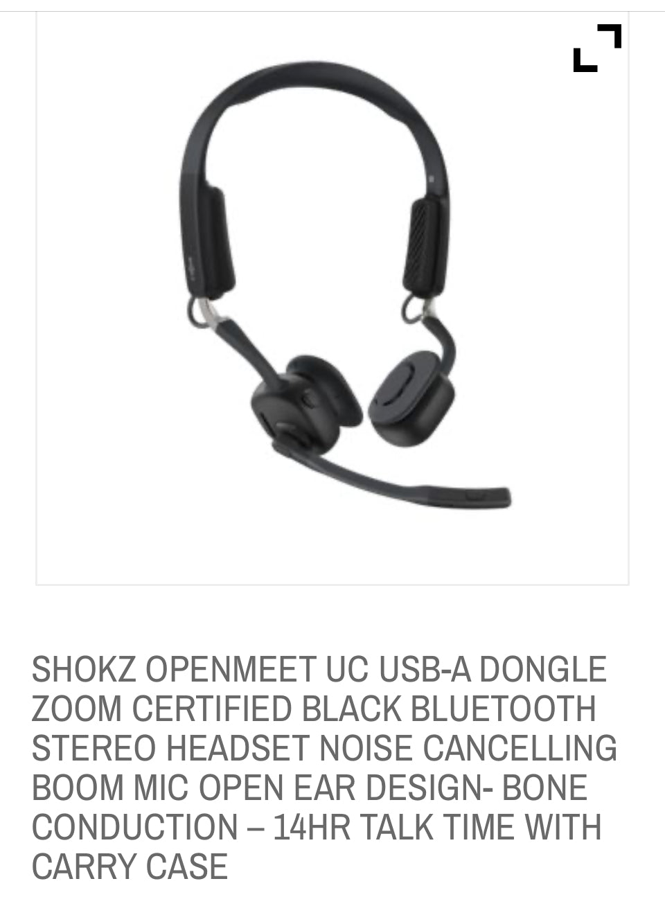 SHOKZ OPENMEET UC USB-A DONGLE ZOOM CERTIFIED BLACK BLUETOOTH STEREO HEADSET NOISE CANCELLING BOOM MIC OPEN EAR DESIGN- BONE CONDUCTION – 14HR TALK TIME WITH CARRY CASE-FREE SHIPPING TAX INCLUDED